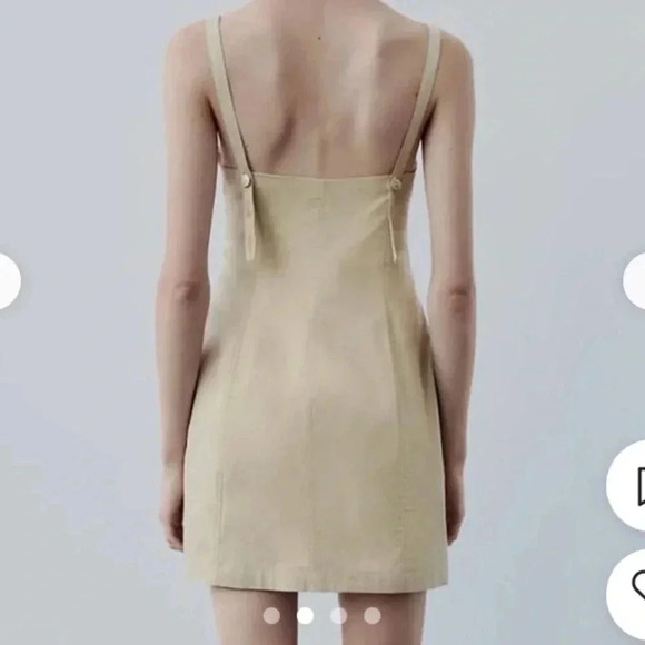 Zara Women’s Khaki Dress Cargo Style Adjustable Straps Front‎ Pocket Casual S - Picture 2 of 11